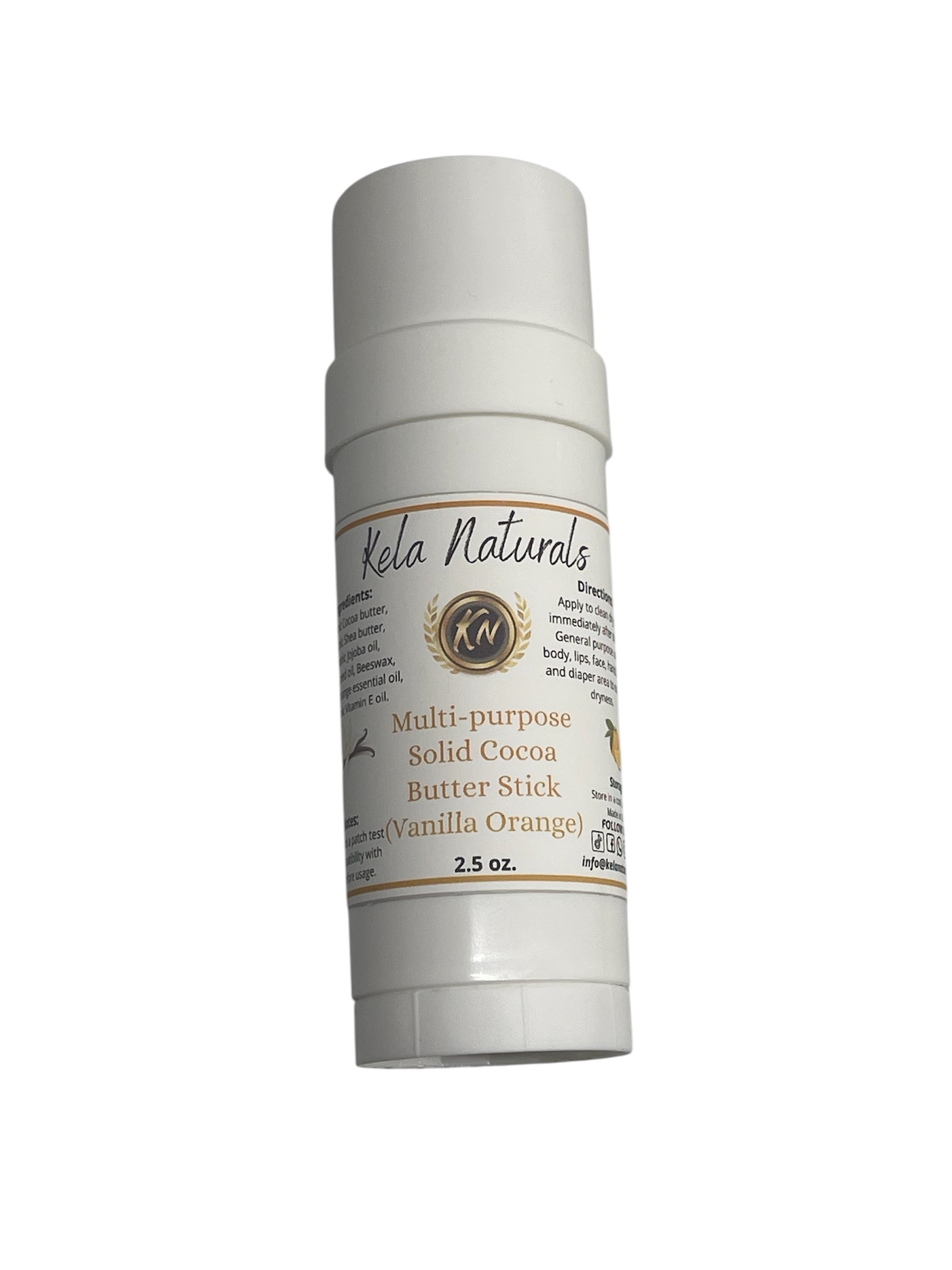 Solid Cocoa Butter Stick All Purpose Vanilla Orange