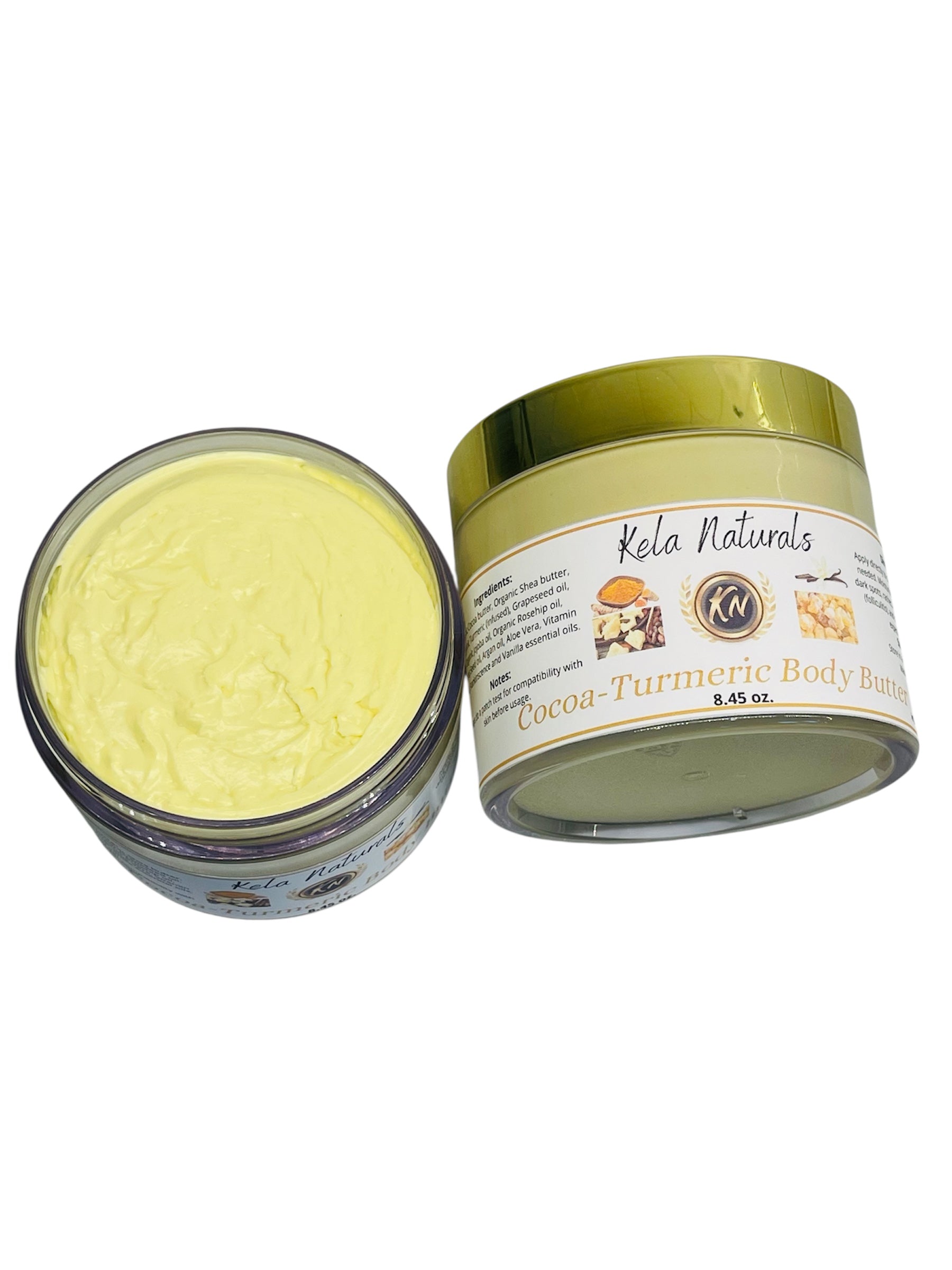 8.45oz Cocoa Turmeric Carrot Aloe Body Butter for Dark Spots and hyperpigmentation soft and moisturizing skin