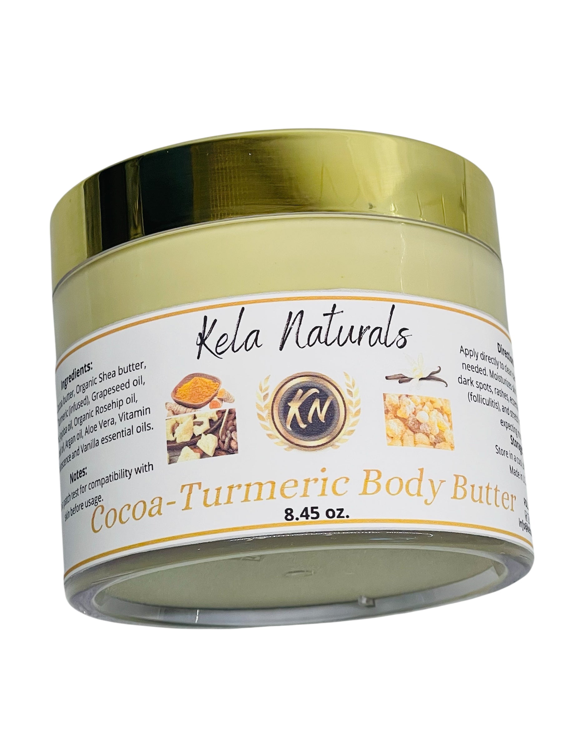 8.45oz Cocoa Turmeric Carrot Aloe Body Butter for Dark Spots and hyperpigmentation soft and moisturizing skin